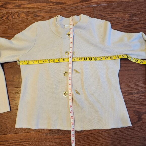 Charter Club Women’s Cardigan Jacket Large Beige Gold Buttons - Picture 5 of 9